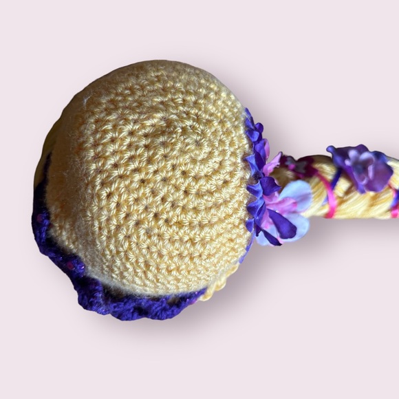 Kids Handmade Rupunzel Crocheted Yarn Wig Dress Up Costume Halloween - Picture 12 of 12